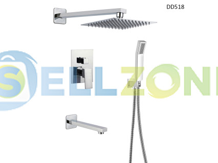 Πολυτελής εντοιχισμένη ντουζιέρα με επιτοίχια μπαταρία, σε χρώμα χρωμίου – DD518